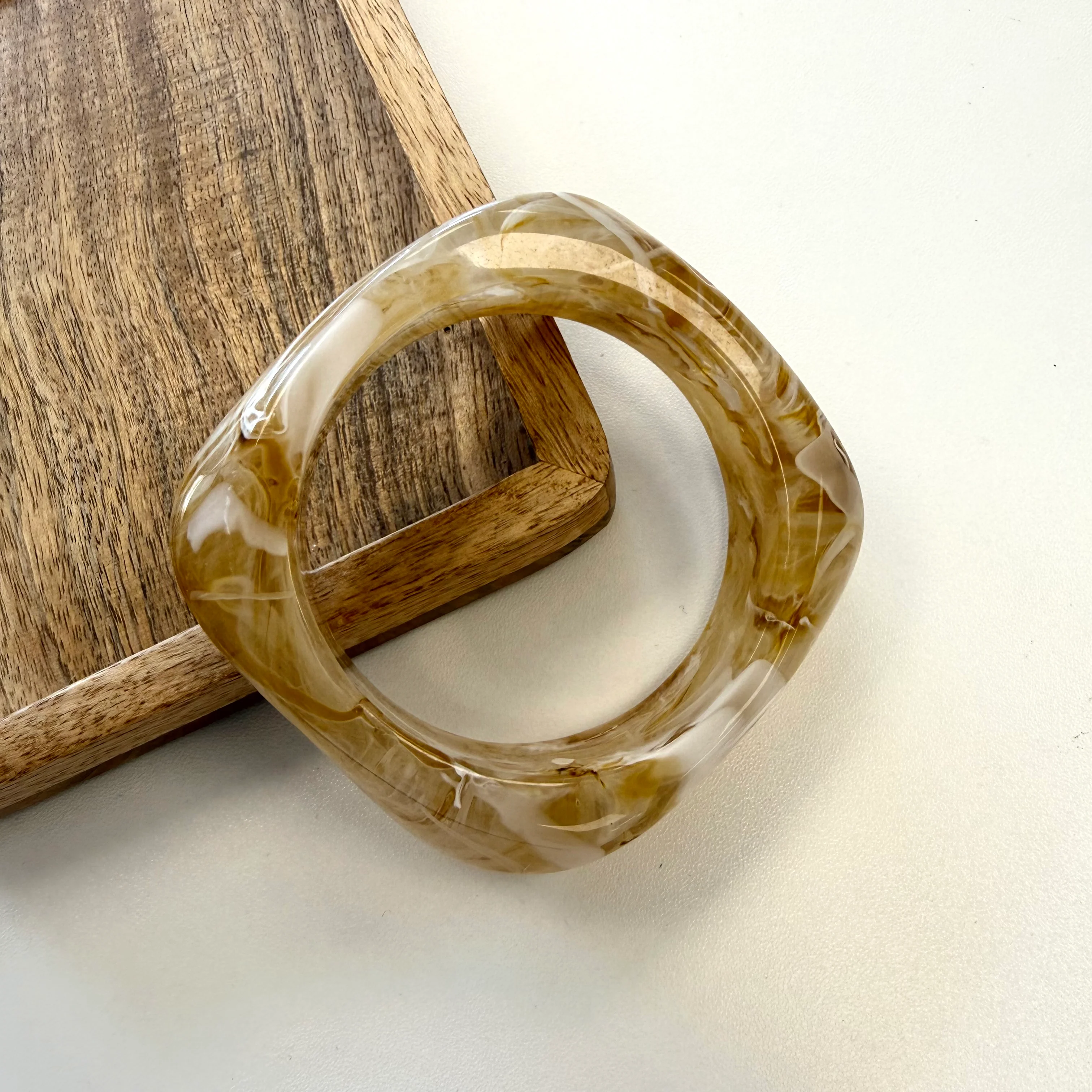 Beige Chunky Resin Bangle