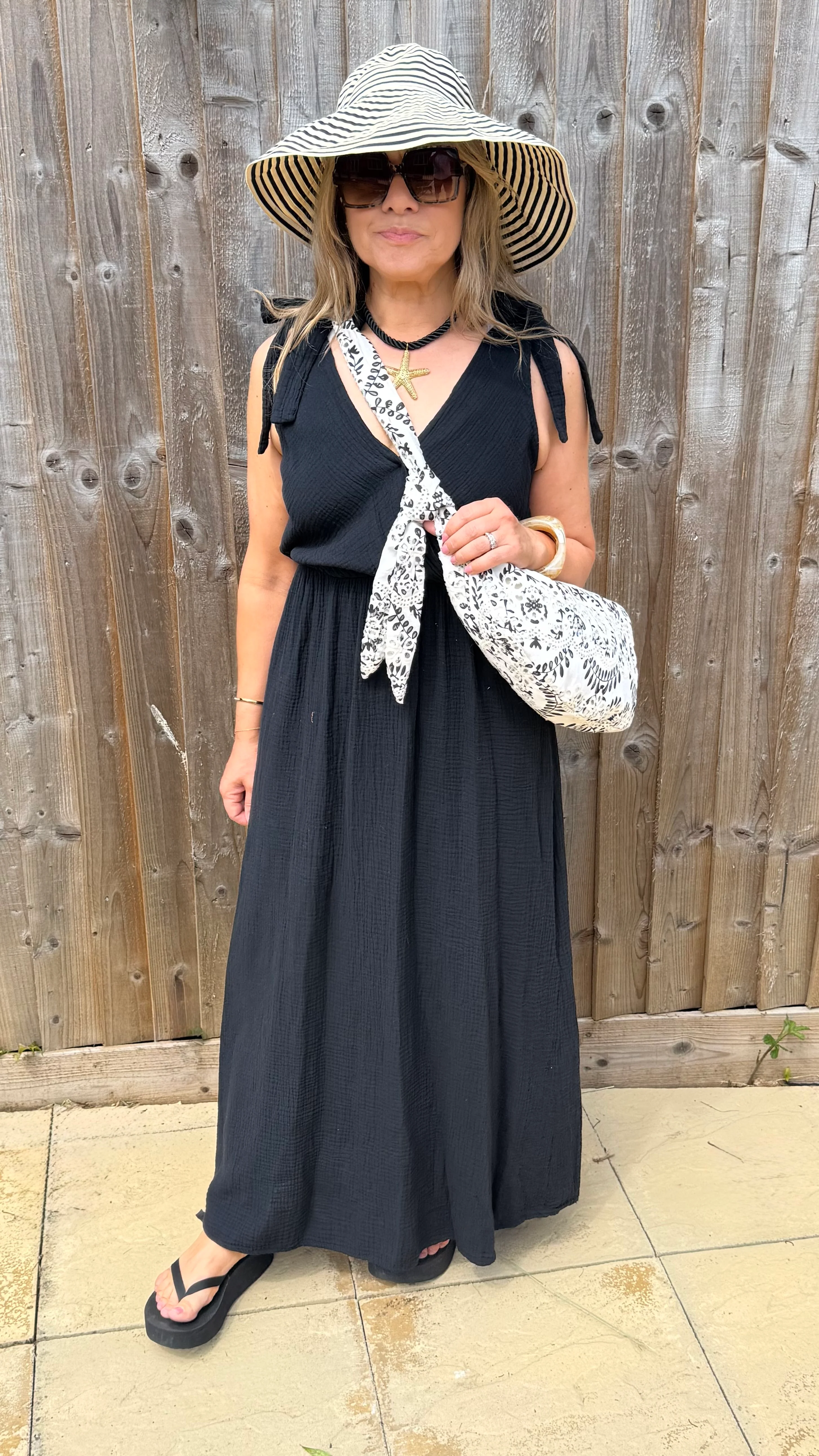 Black Bow Shoulder Maxi Dress - Image 5