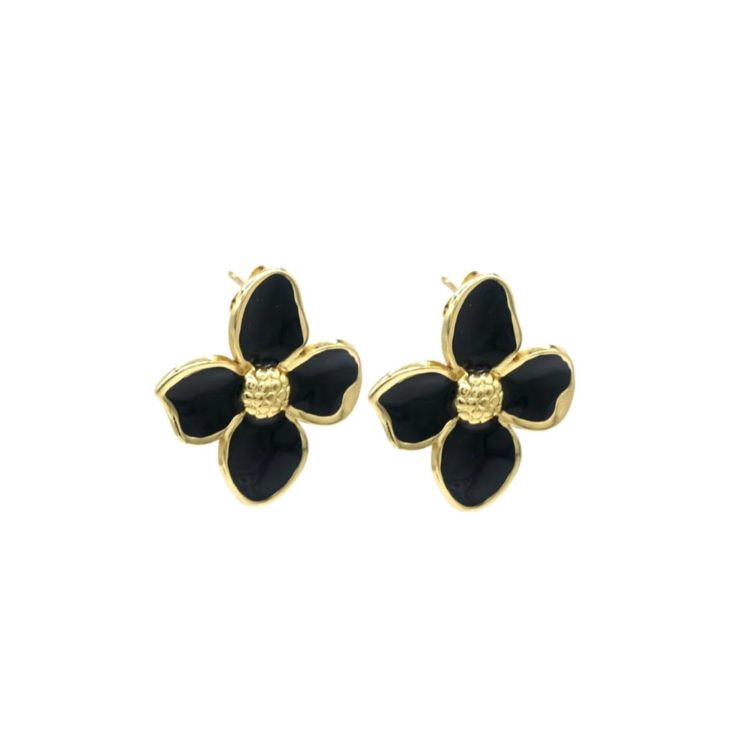 Black Flower Earrings