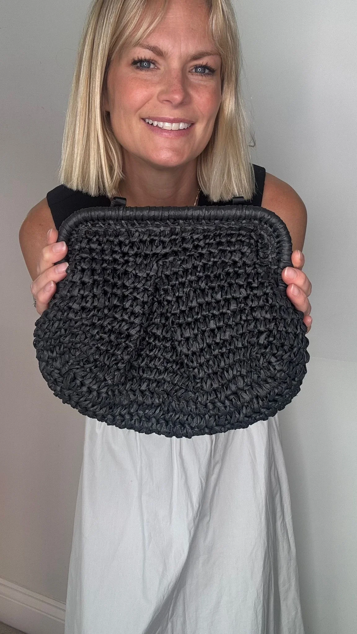 Preorder for dispatch w/c 27/7 - Black Raffia Cloud Bag - Image 2