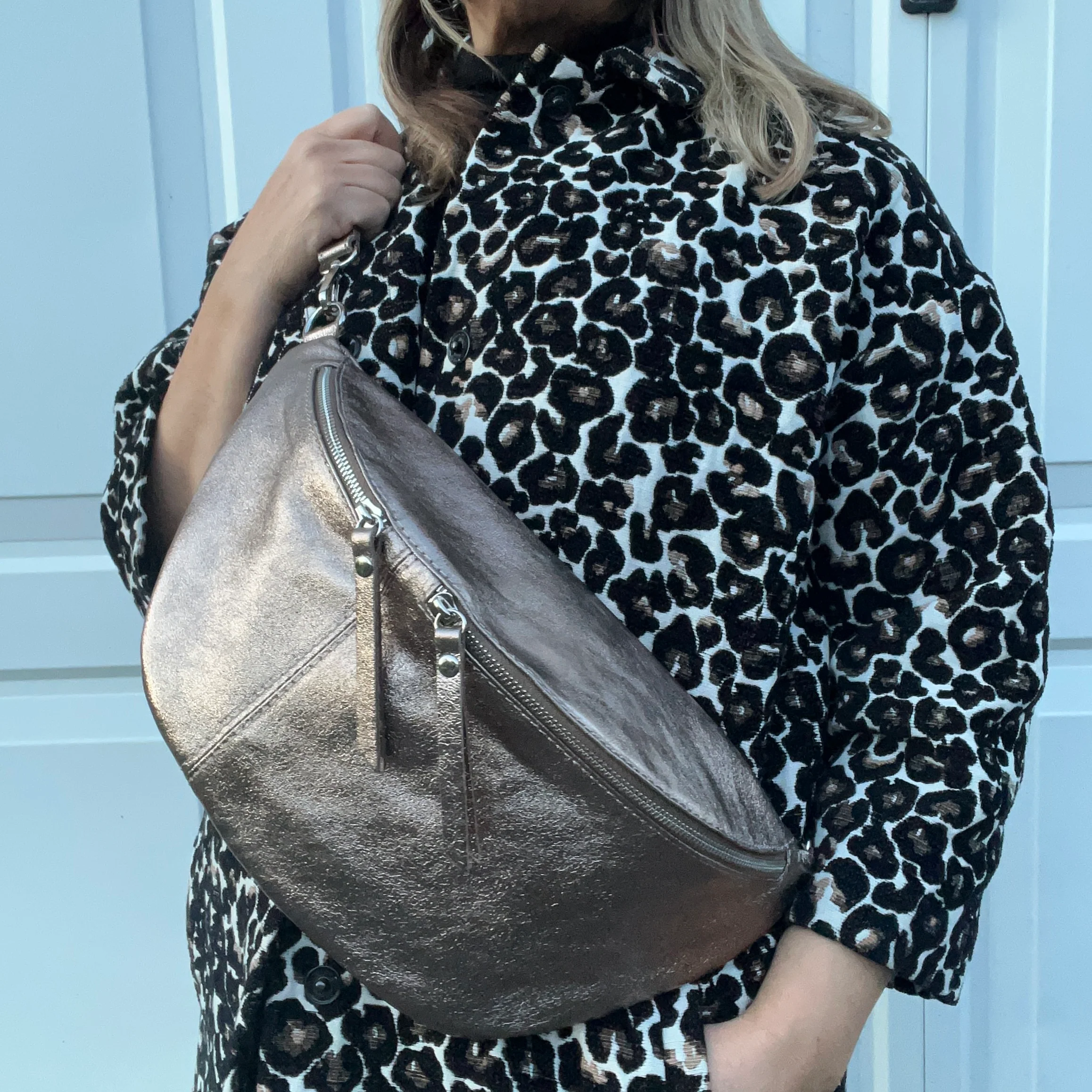 Bronze Large Crossbody Bum Bag - Image 2