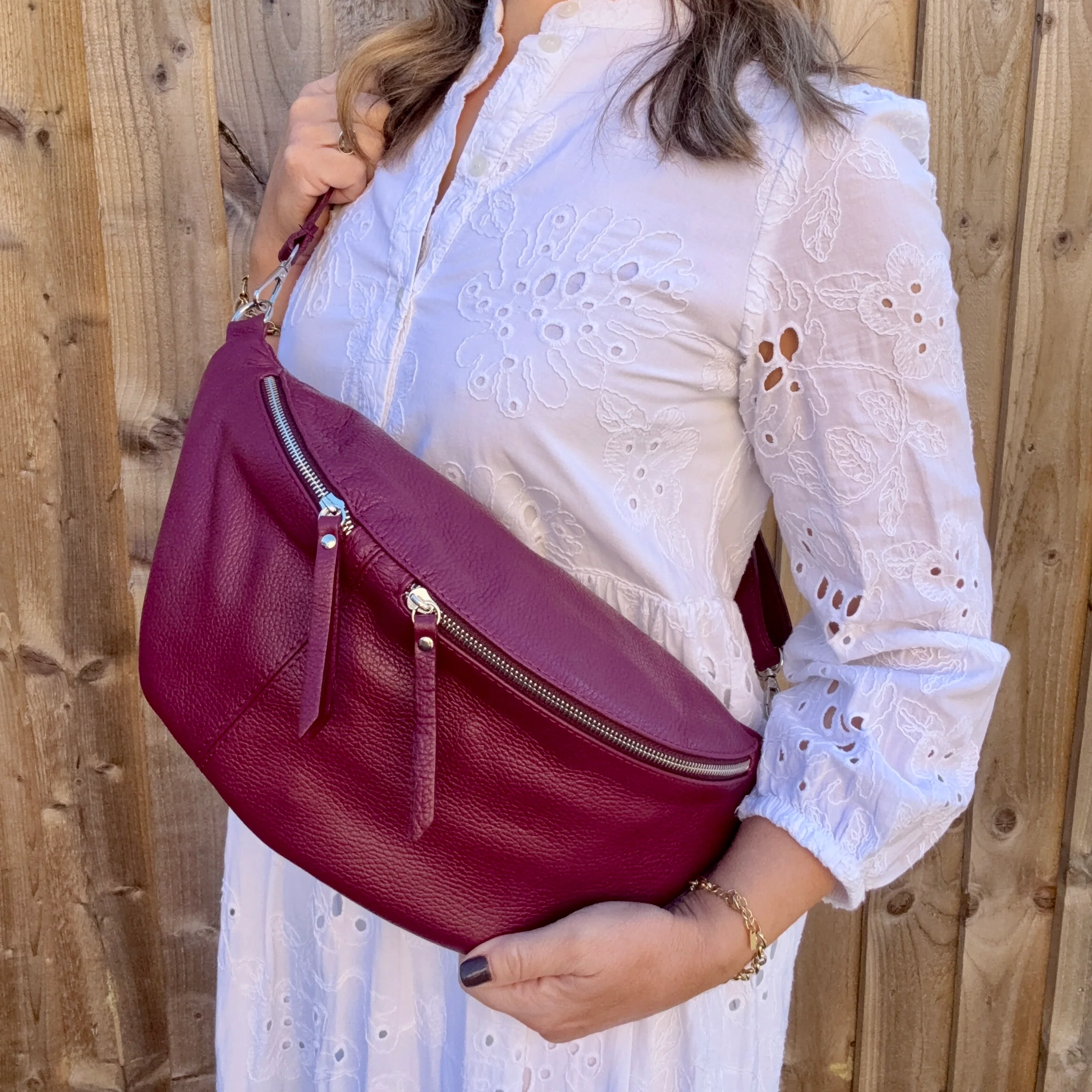 Burgundy Large Crossbody Bum Bag - Image 3