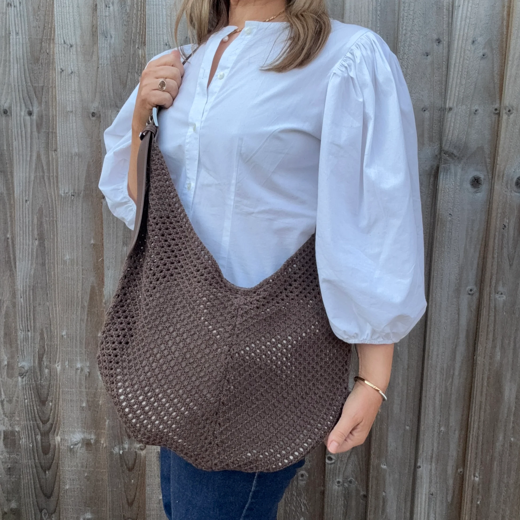 Dark Brown Knitted Crossbody Swing Bag - Image 4