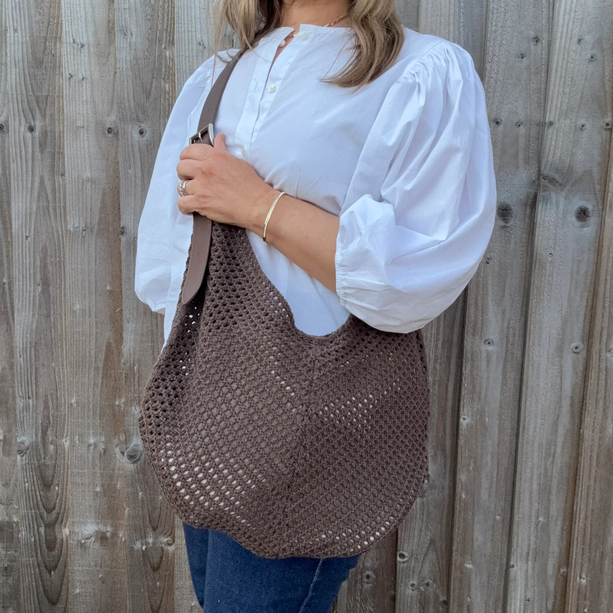 Dark Brown Knitted Crossbody Swing Bag - Image 5