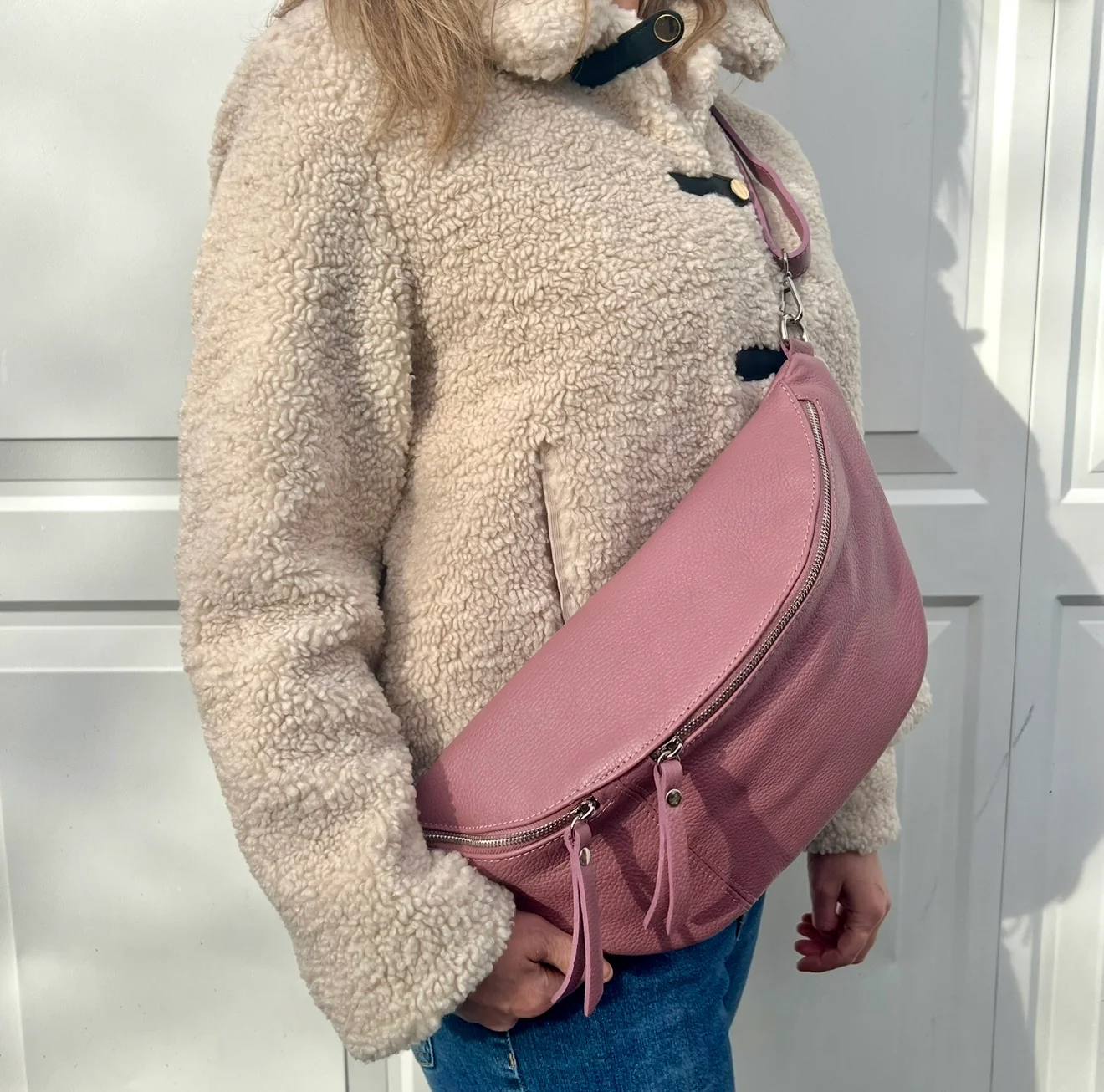 Dusky Pink Large Crossbody Bum Bag - Image 3