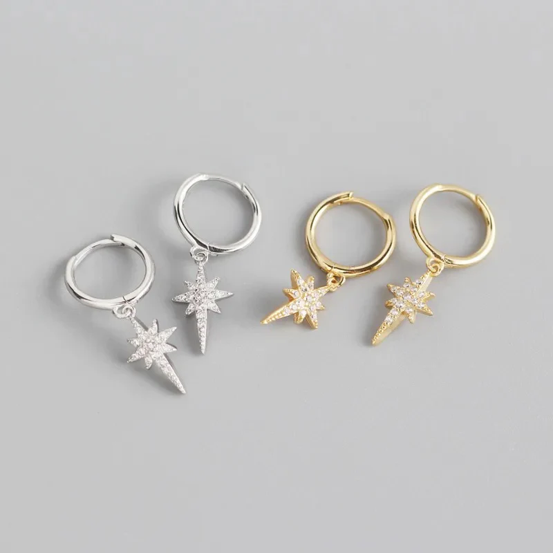 Gold Sparkly Star Hoop Huggies - Image 5