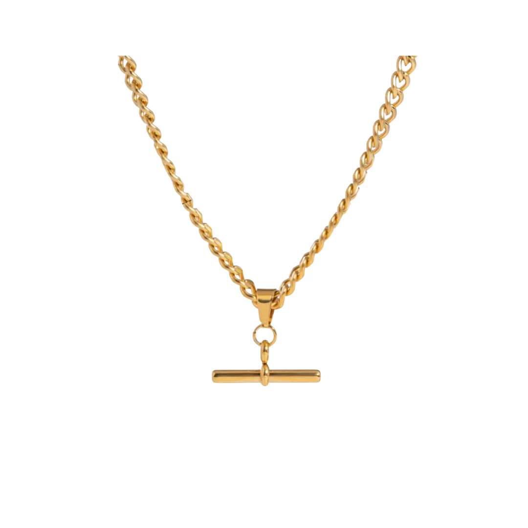 Gold T-Bar Necklace