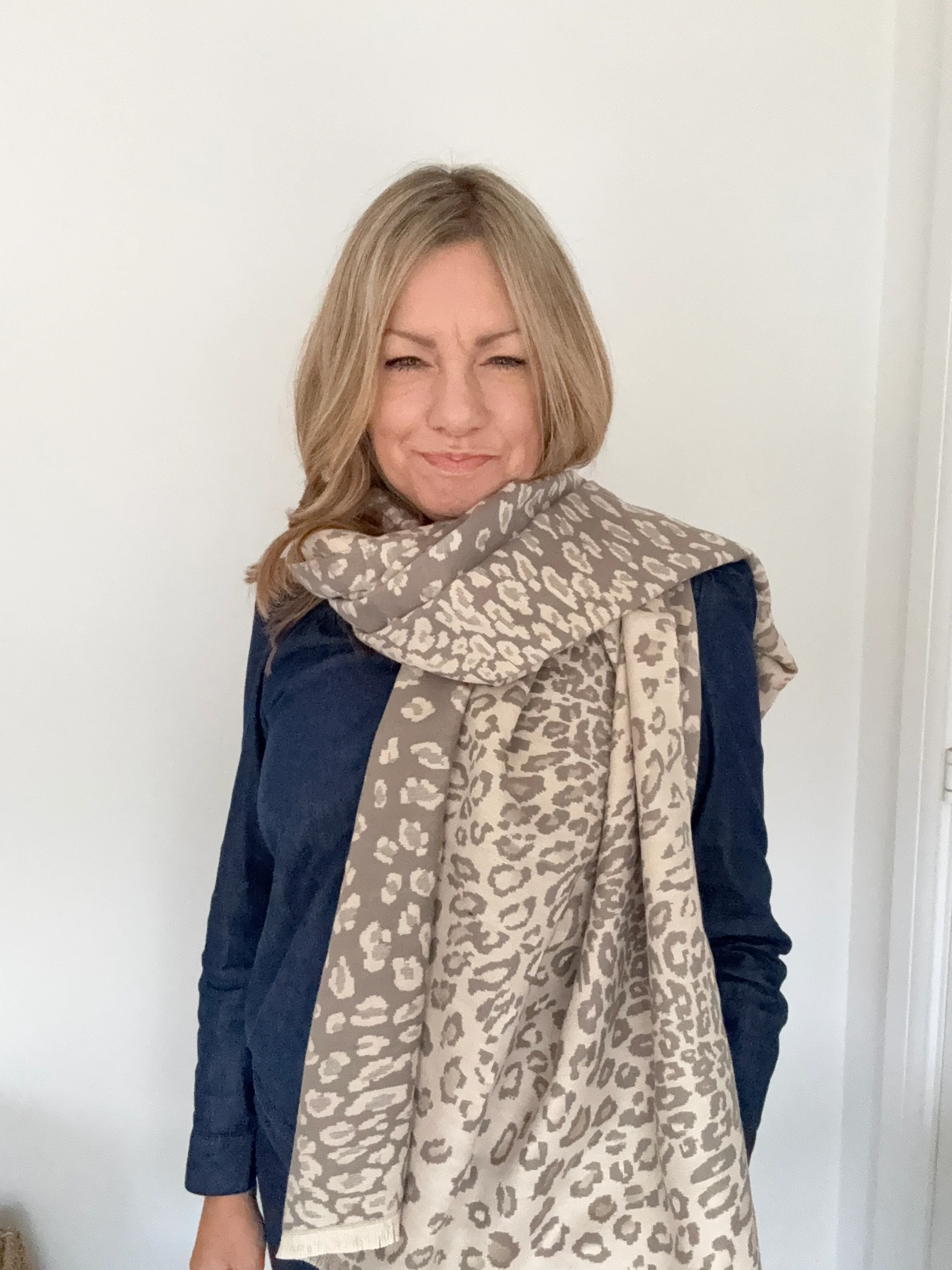 Grey Mix Animal Print Blanket Scarf
