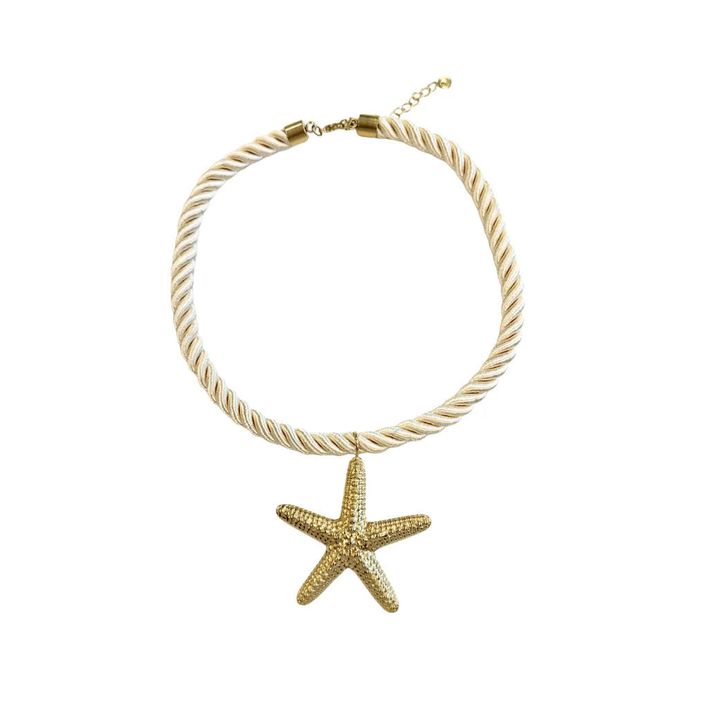 Ivory & Gold Starfish Cord Necklace