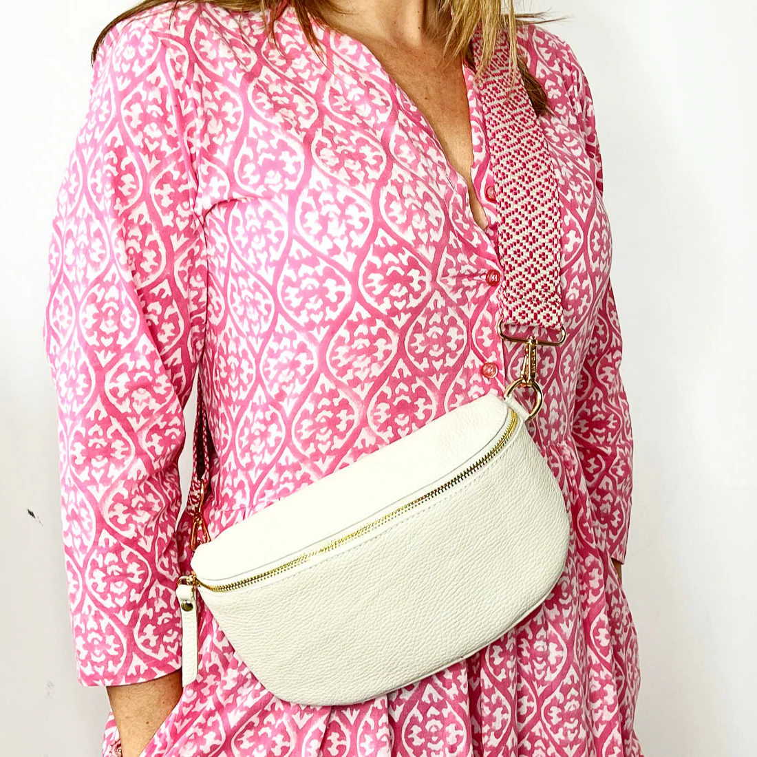 Large Cream Crossbody / Waist Bag - Image 4