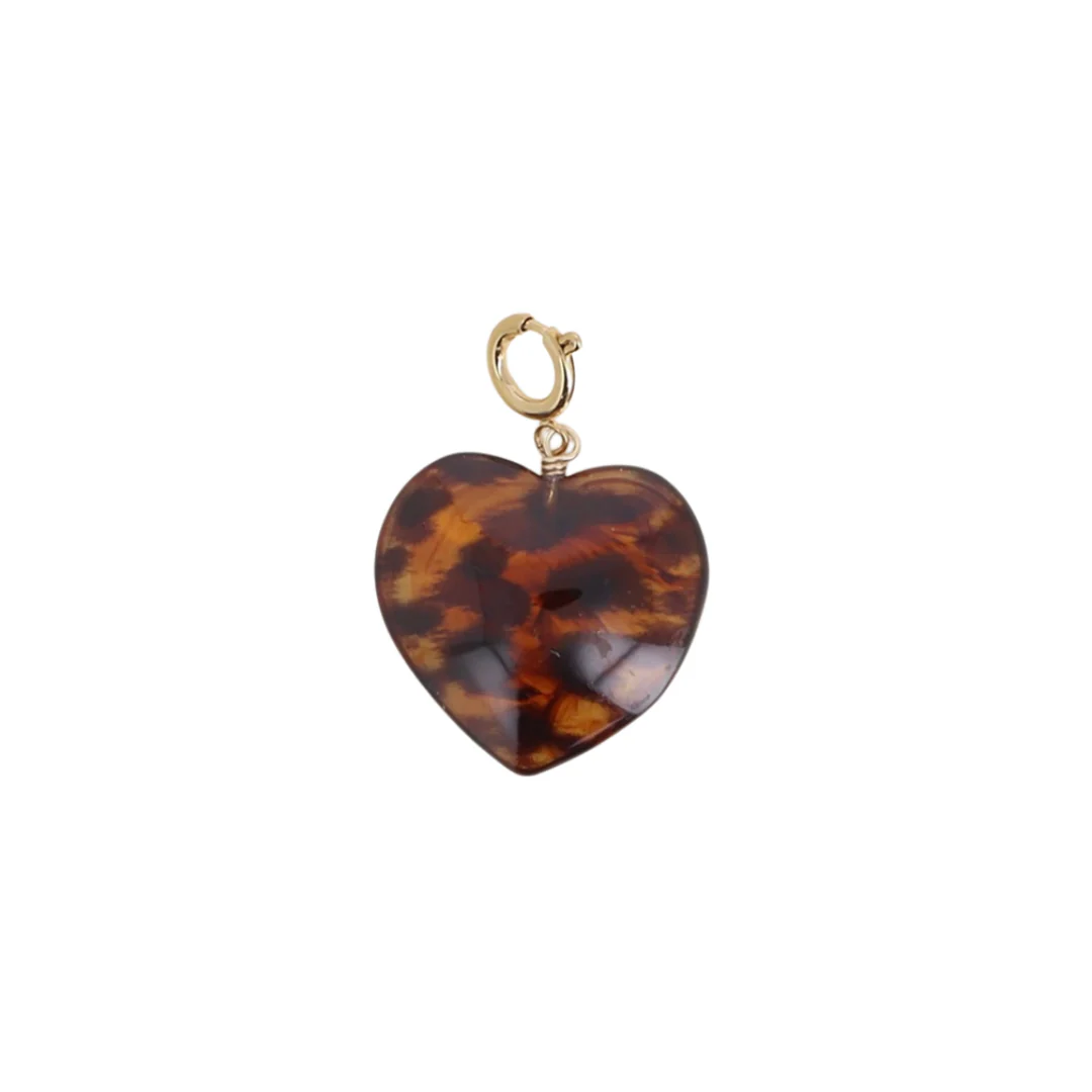 Leopard Heart Resin Pendant