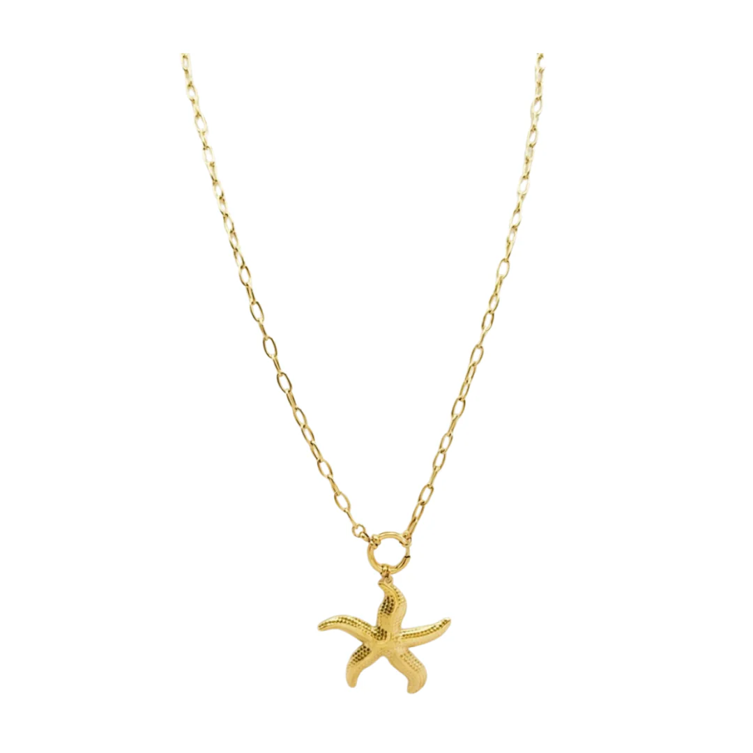 Long Gold Starfish Necklace