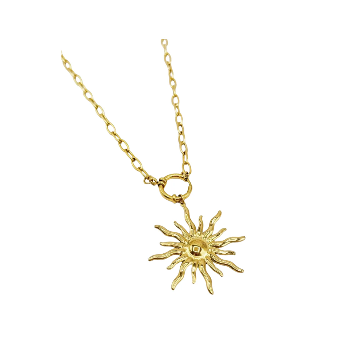 Long Gold Sunburst Necklace - Image 2