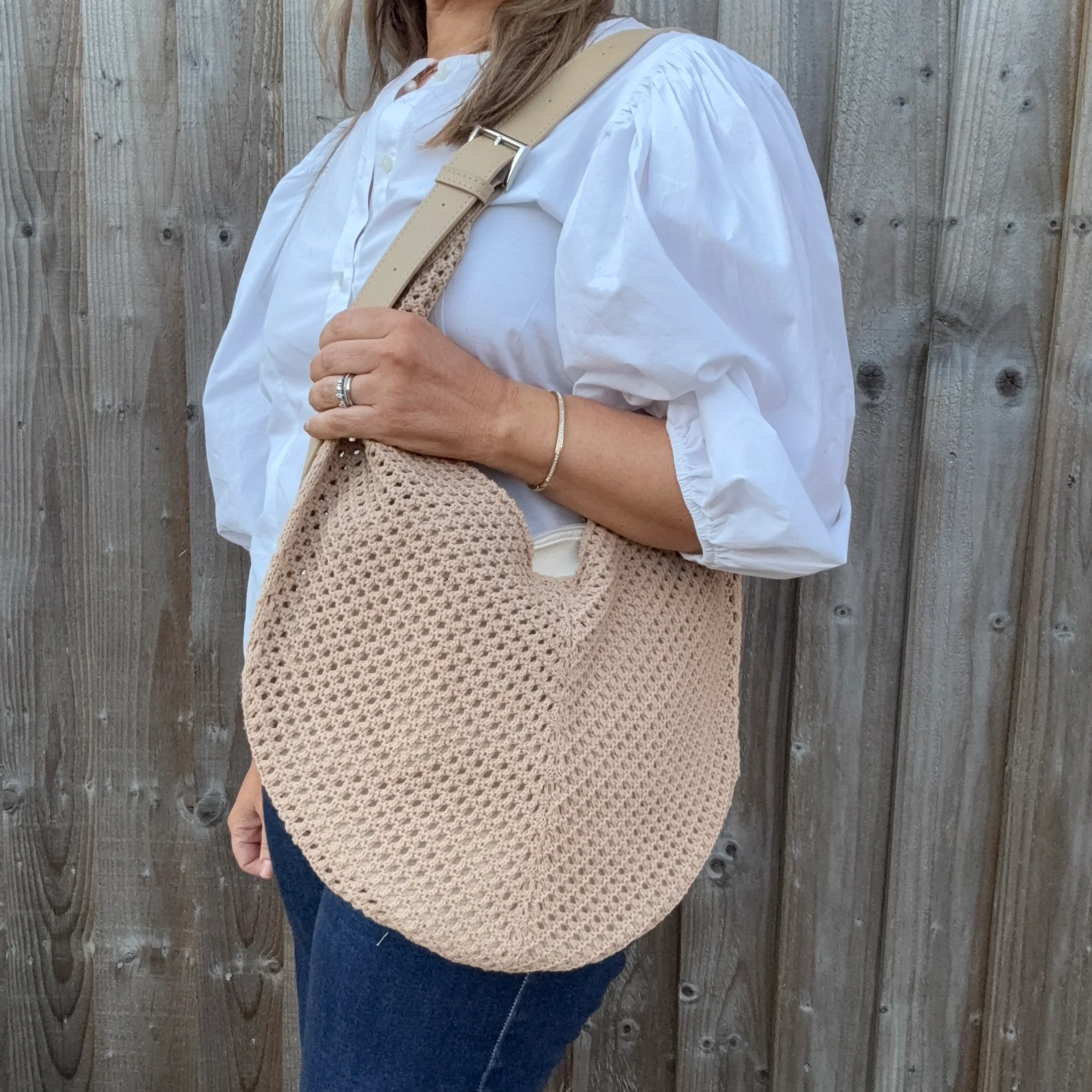 Natural Knitted Crossbody Swing Bag - Image 5