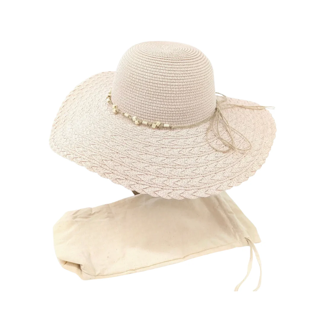 Pale Pink Wide Brim Foldable Sun Hat - Image 4