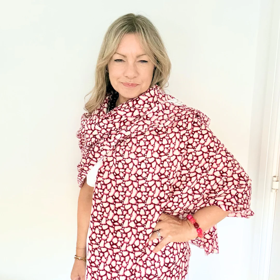 Pink & Burgundy Mix Amelia Scarf - Image 3