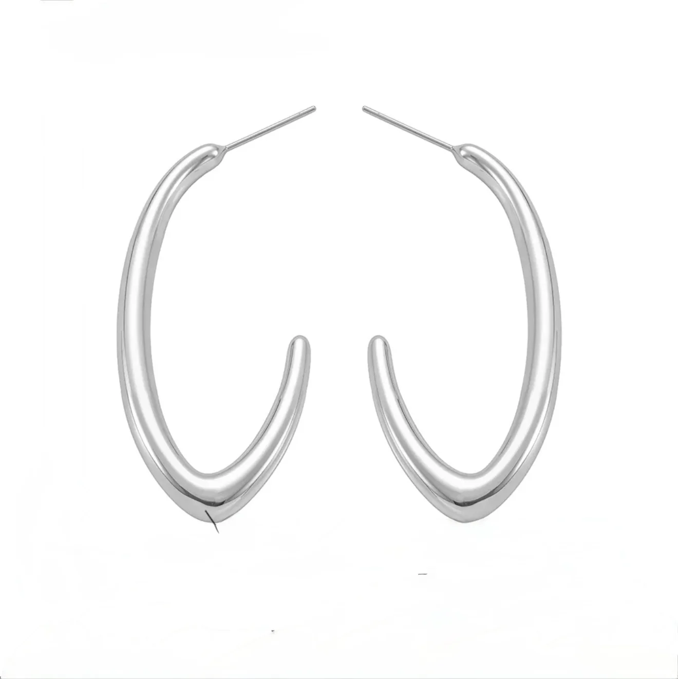 Silver Loop Drop Earrings - Image 2