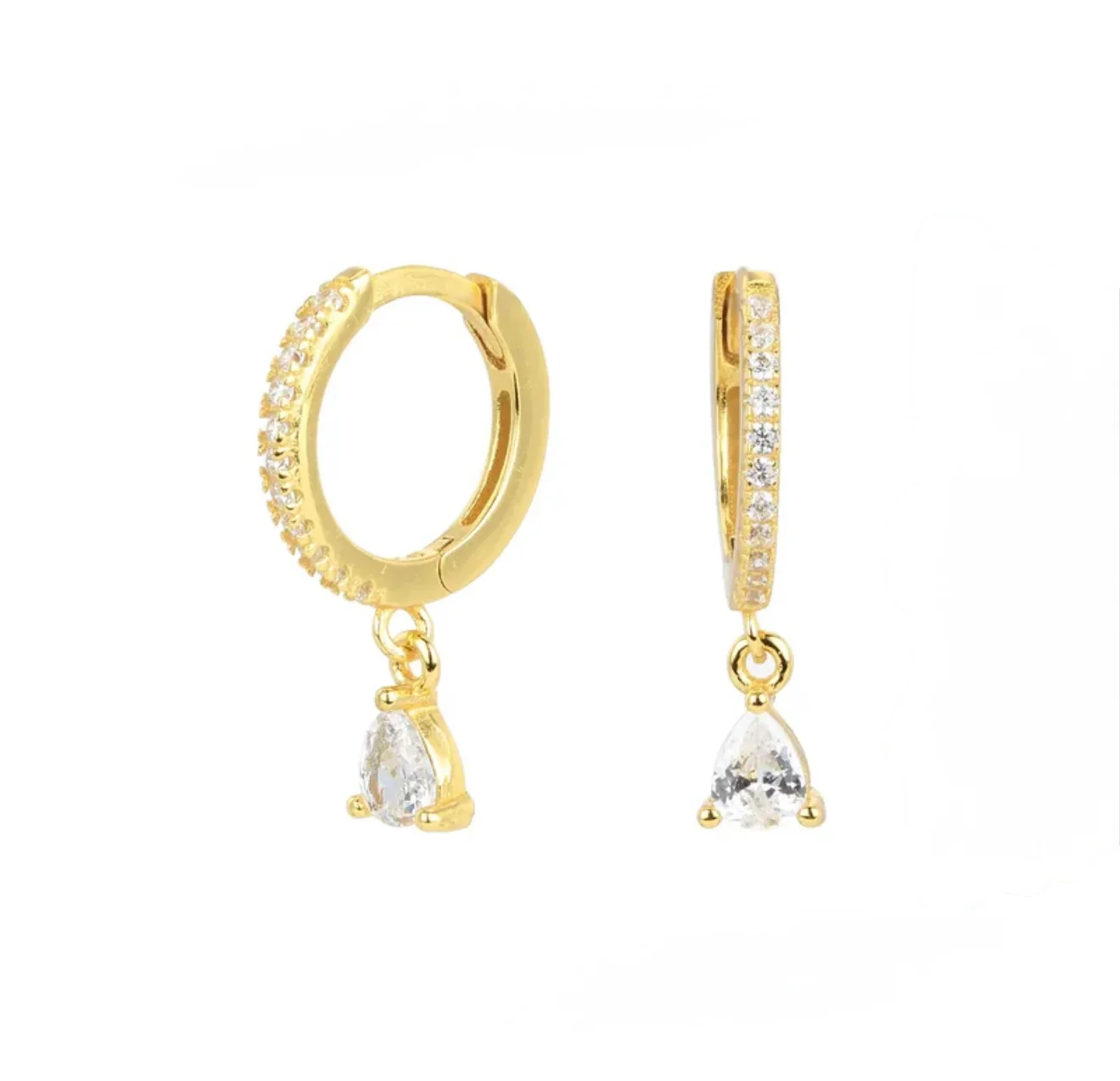 Gold Sparkle Drop Hoop Huggies