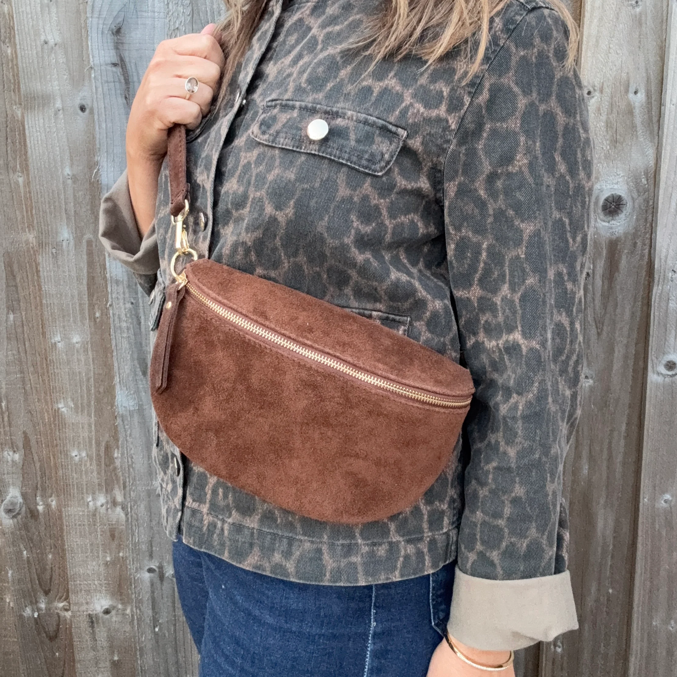 Suede Large Brown Crossbody/ Waist Bag - Image 3