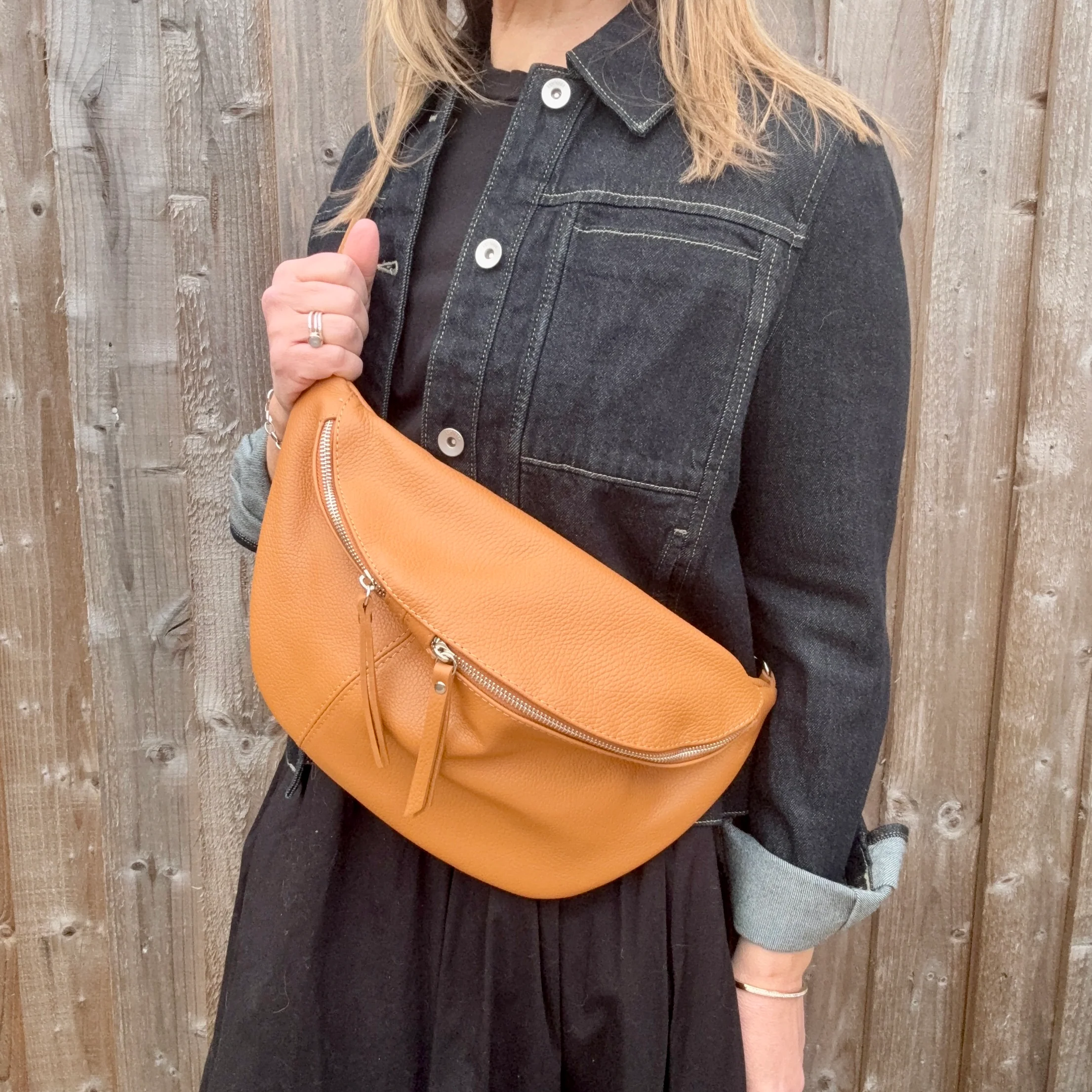 Tan Large Crossbody Bum Bag