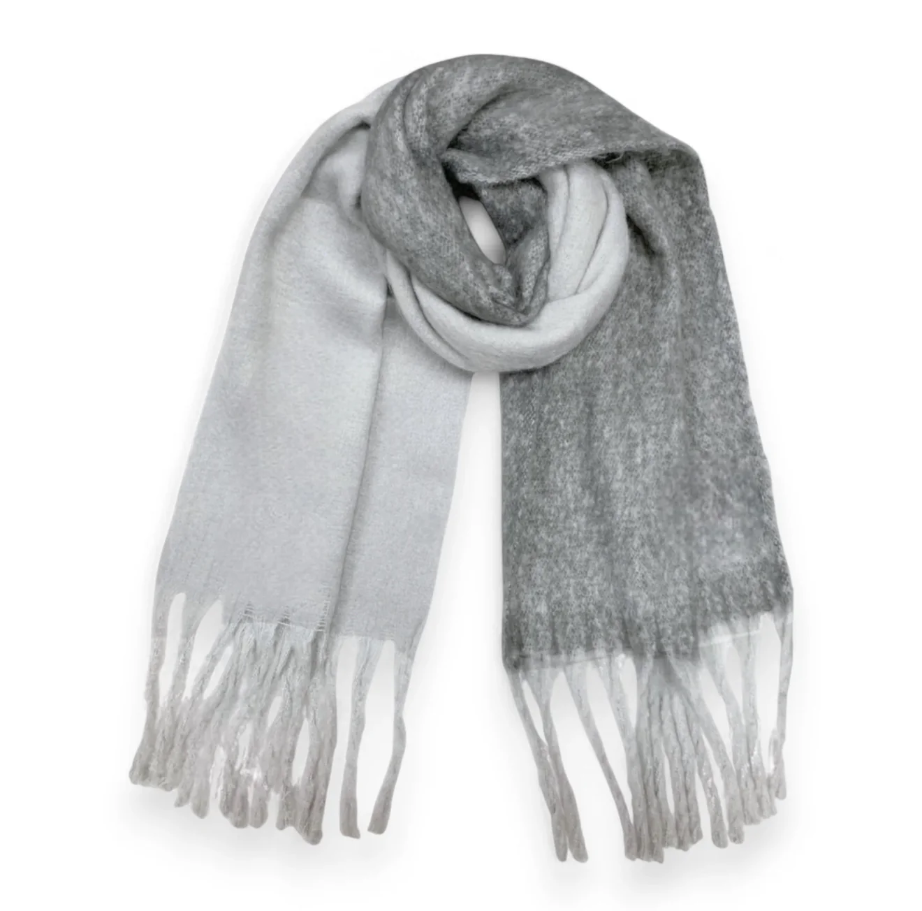 Tonal Grey Mix Fluffy Blanket Scarf - Image 3
