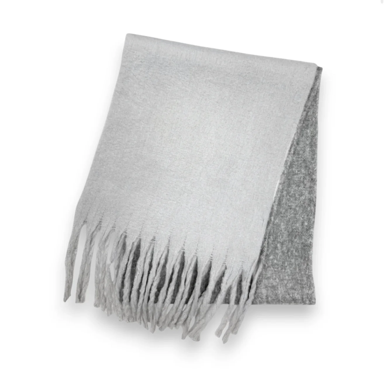 Tonal Grey Mix Fluffy Blanket Scarf - Image 4