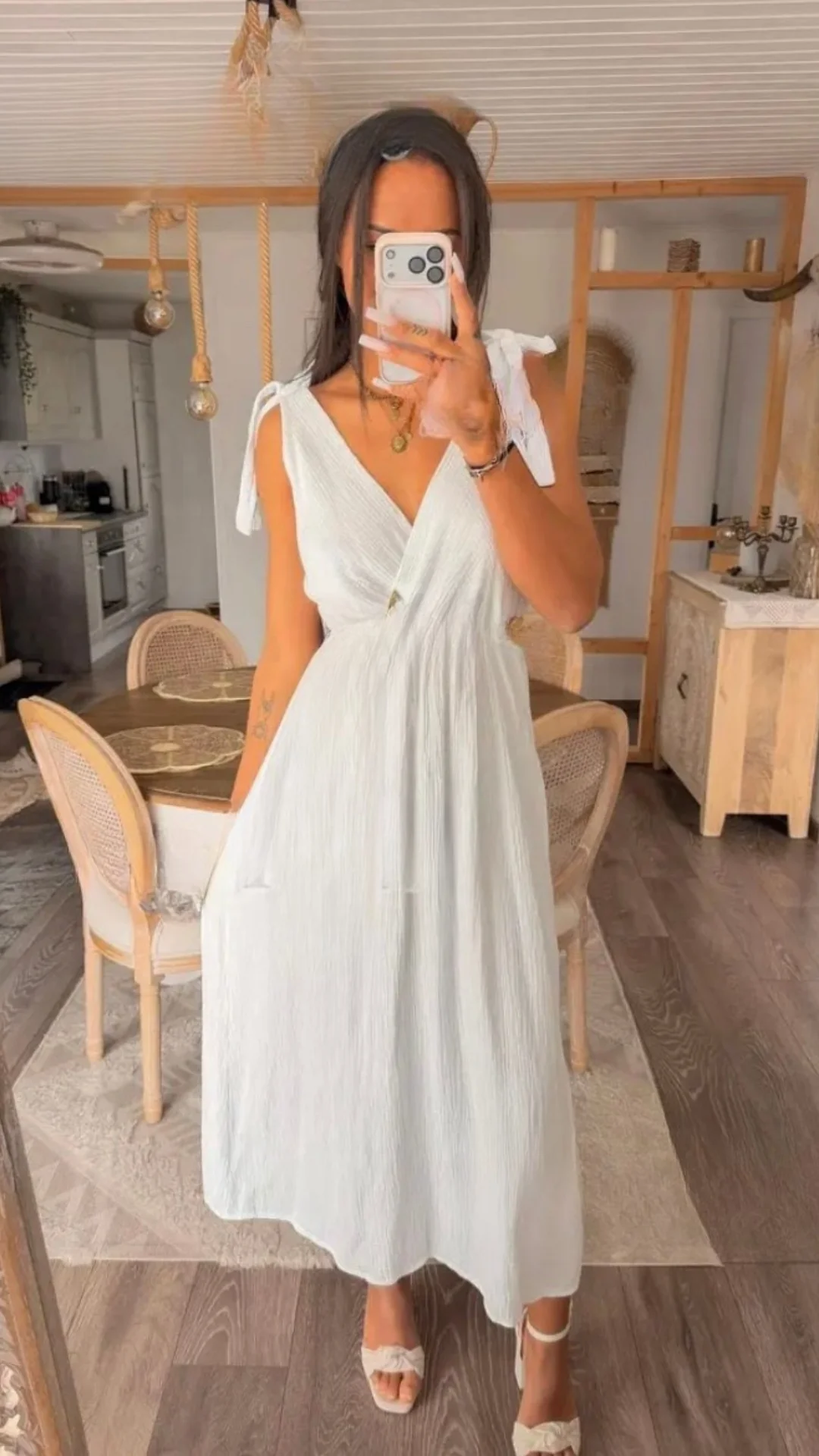 Preorder for dispatch w/c 20/7 - White Bow Shoulder Maxi Dress - Image 5